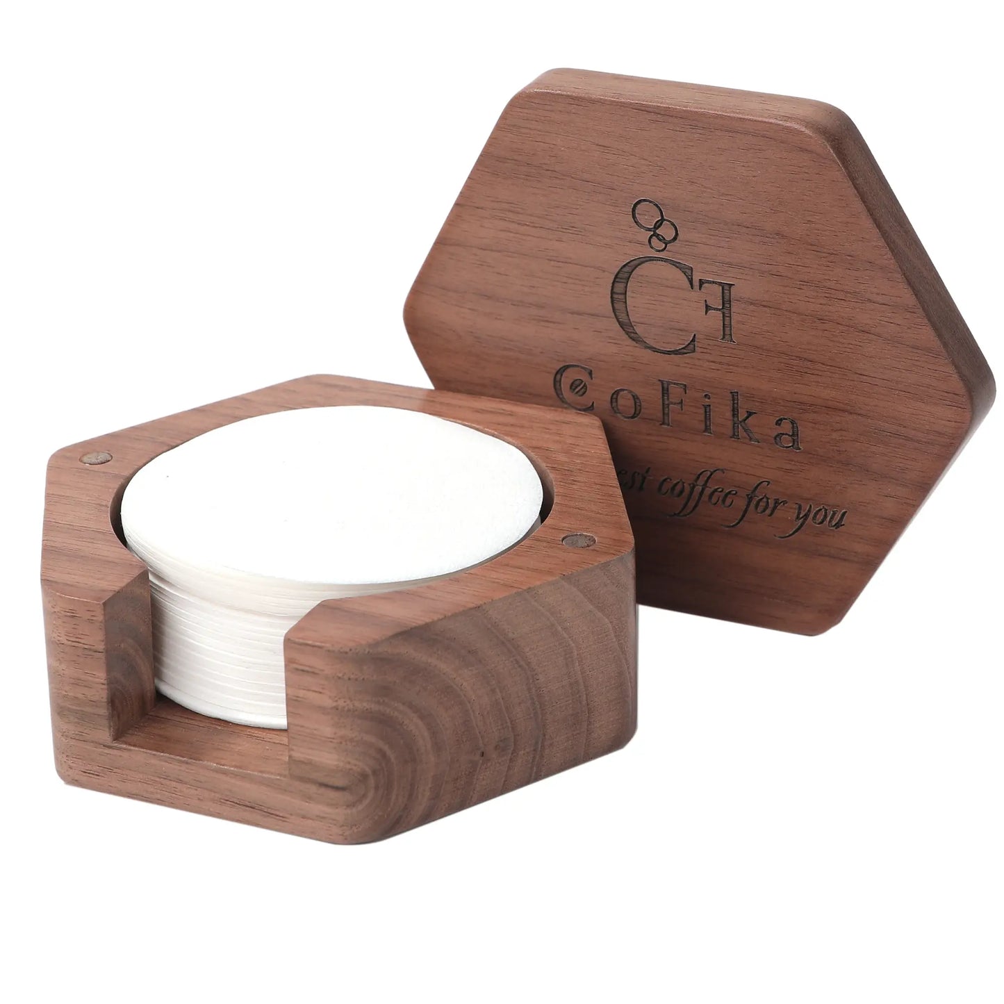 CoFika マキネッタ用ペーパーフィルターケース｜62mmまで収まる上質ウォルナット製 CoFika