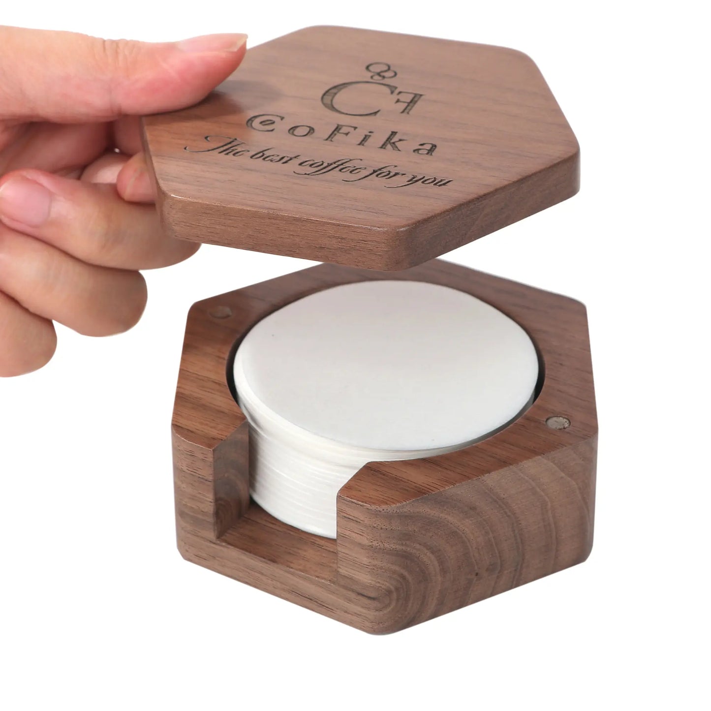 CoFika マキネッタ用ペーパーフィルターケース｜62mmまで収まる上質ウォルナット製 CoFika