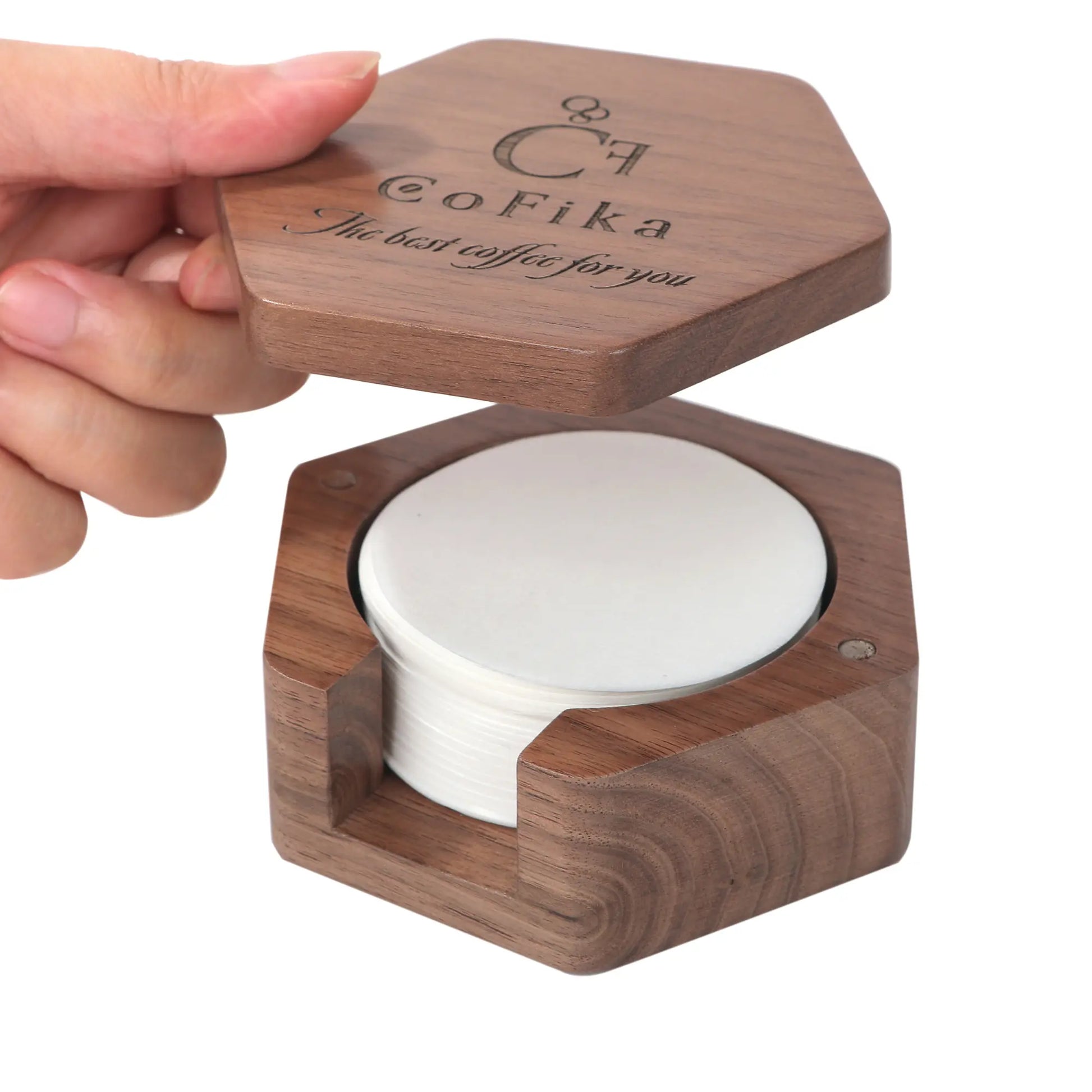 CoFika マキネッタ用ペーパーフィルターケース｜62mmまで収まる上質ウォルナット製 CoFika